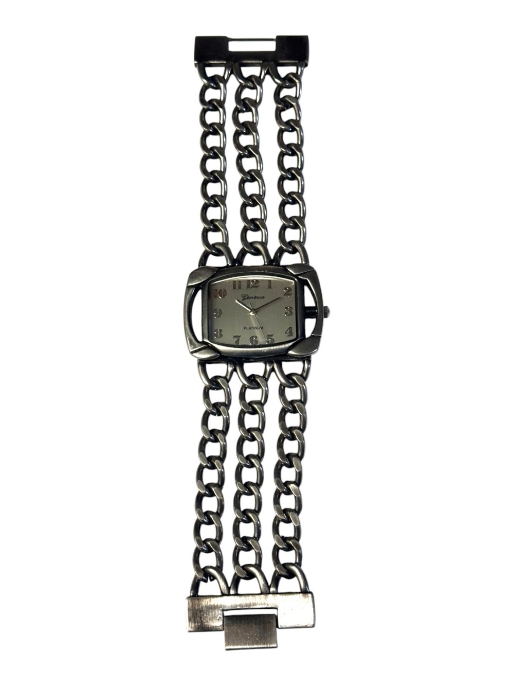 Geneva Platinum Womens Y2K 7405 Gunmetal Multi Chain Quartz Watch Japan Movement